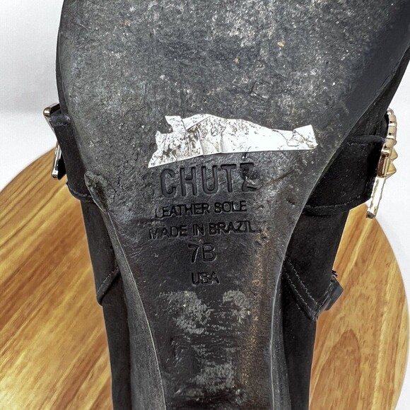 Schutz Back Suede Pointed Toe Wedges With God Chains Women’s 7 - Picture 8 of 10